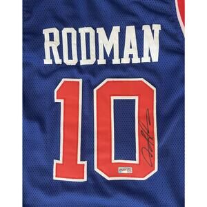 Size XL Dennis Rodman Signed Detroit Pistons Custom Jersey💙 CIA Certification!